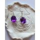 Ametiszt, mélylila nagyméretű ezüst fülbevaló