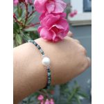 Kék turmalin, igazgyönggyel, ezüst