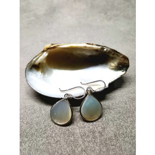 Kétoldalú gyöngyház csepp, ezüst 