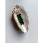 Malachit, ezüst fülbevaló