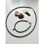 Malachit, ezüst fülbevaló