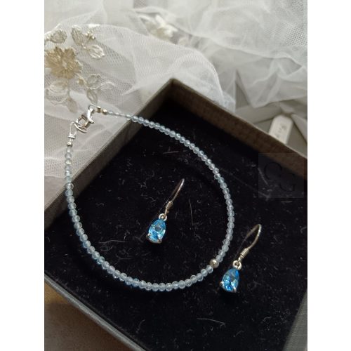 Kéktopáz, ezüst gyönggyel