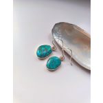 Feuille Azur – amorf türkiz fülbevaló tömör ezüst foglalatban