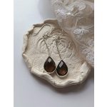 Feuille Sombre – füstkvarc csepp alakú ezüst fülbevaló