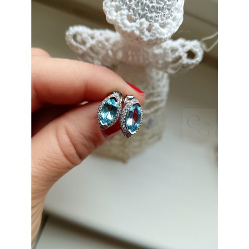 Kék topáz luxus fülbevaló, ezüst 