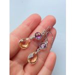 Royale Fusion – ametiszt–citrin két részes luxus ezüst fülbevaló