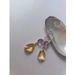 Royale Fusion – ametiszt–citrin két részes luxus ezüst fülbevaló