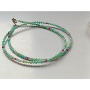 Amazonit rubinnal, duplasoros karkötő, ezüst