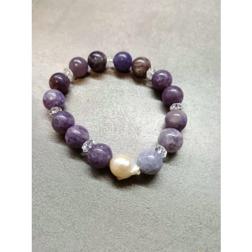 Lepidolit extra gyönggyel 