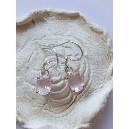 Rózsakvarc ezüst fülbevaló