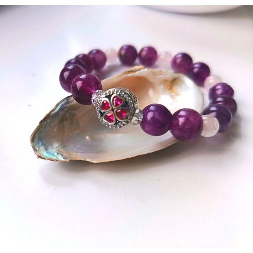 Málna szívek, ezüst karkötő