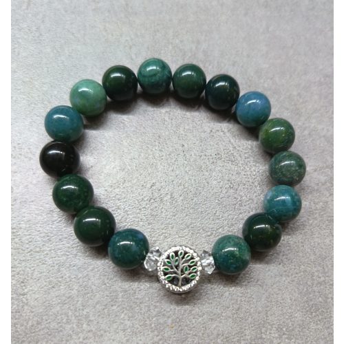 Életfa mélyzöld ezüst karkötő